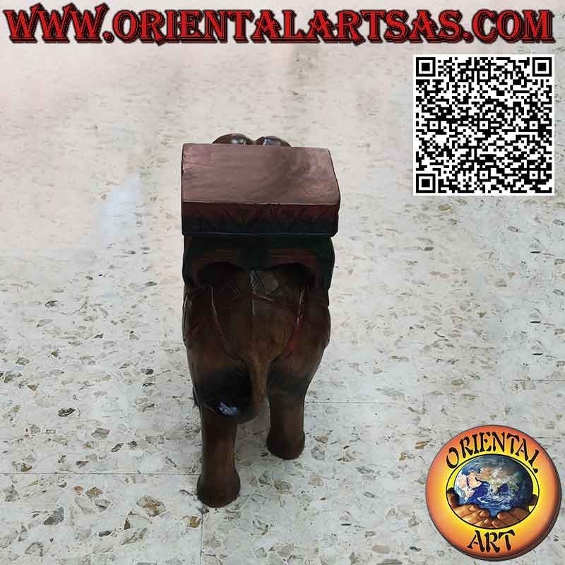 Indian elephant sculpture with canopy in a single 50 cm block of wood