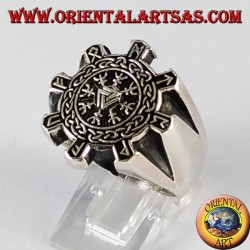 Bague en argent, vegvisir boussole celtique
