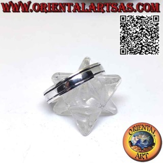 Anello in argento a fascia liscia con 2 linee incise parallele sui bordi