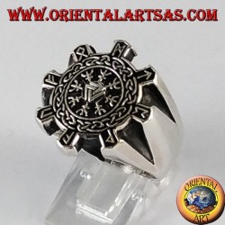 Bague en argent, vegvisir boussole celtique