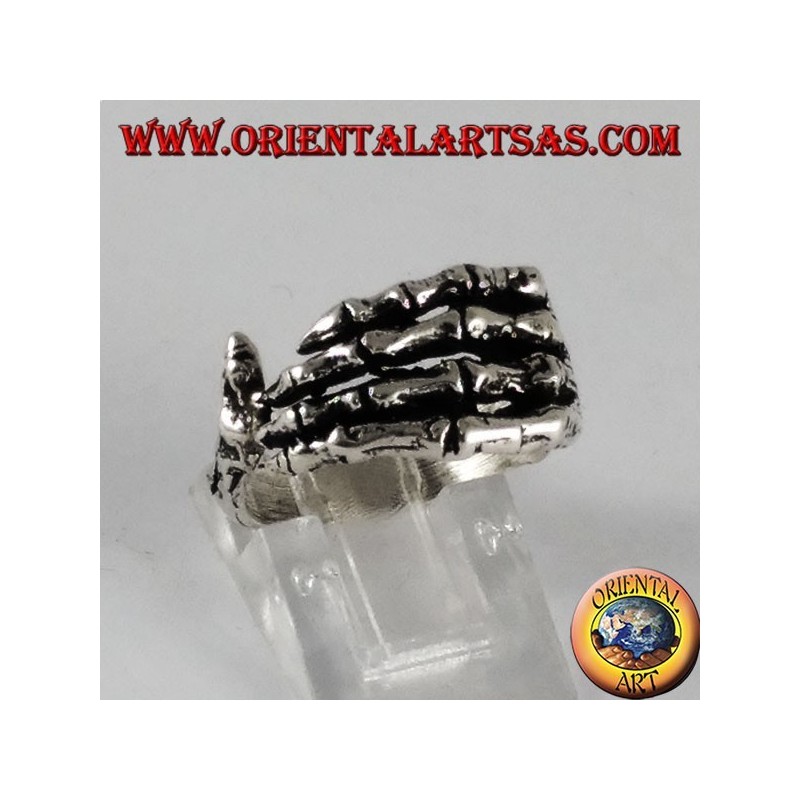 Silver ring, skeleton hand