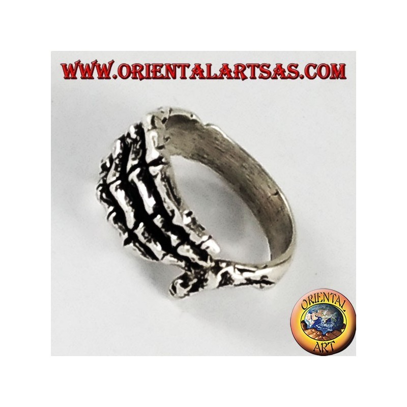 Silver ring, skeleton hand