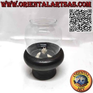 Lampada ad olio in terracotta con cilindro in vetro fatto a mano