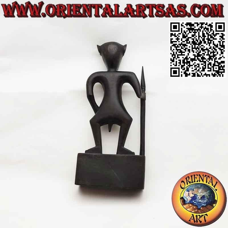 Seltene Skulptur eines DAYAK-Kriegers mit Speer-Artefakt Sarawak Borneo