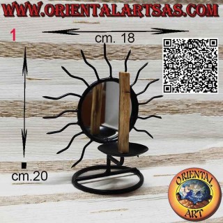 Brûleur pour Palo Santo en fer forgé soleil avec rayons et miroir