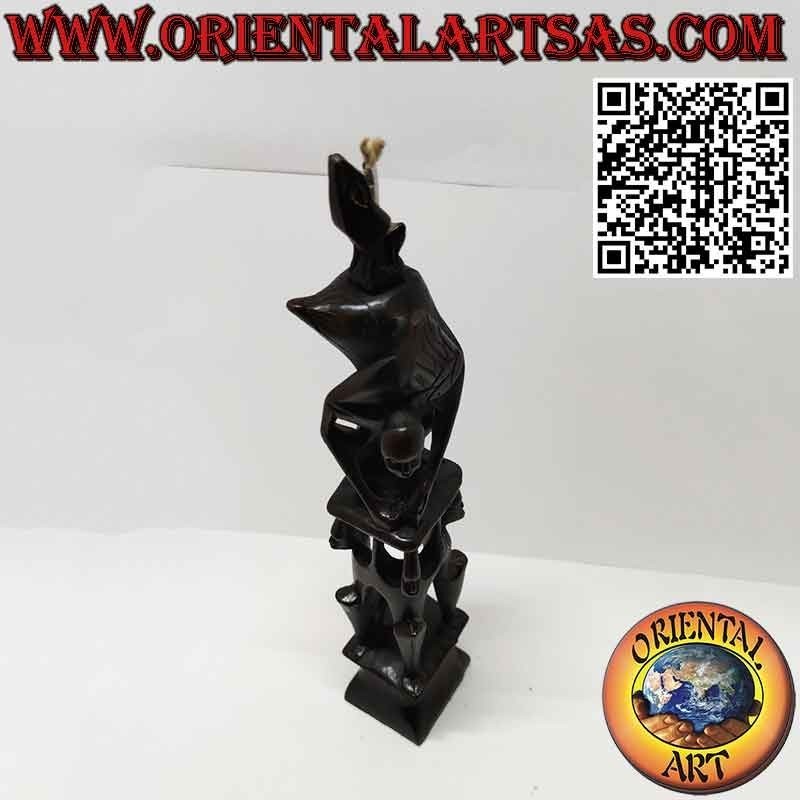 Rare sculpture en ébène d'hommes 1 pélican 1 chauve-souris illuminée
