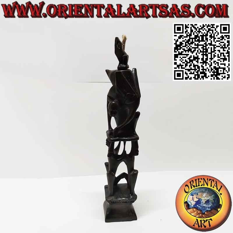 Rara escultura de ébano de hombres 1 pelícano 1 murciélago iluminado