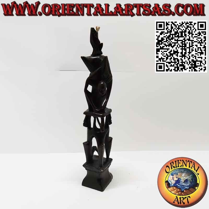 Seltene Ebenholzskulptur von Männern 1 Pelikan 1 beleuchtete Fledermaus