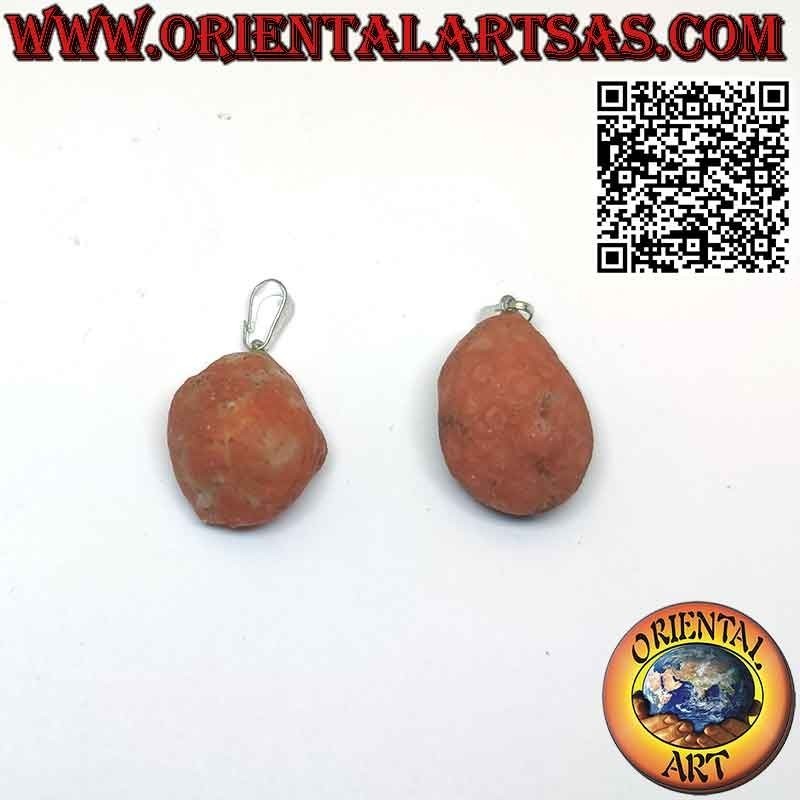 Tumbled Fire Agate Pendant with Hypoallergenic Metal Hook | Oriental Art