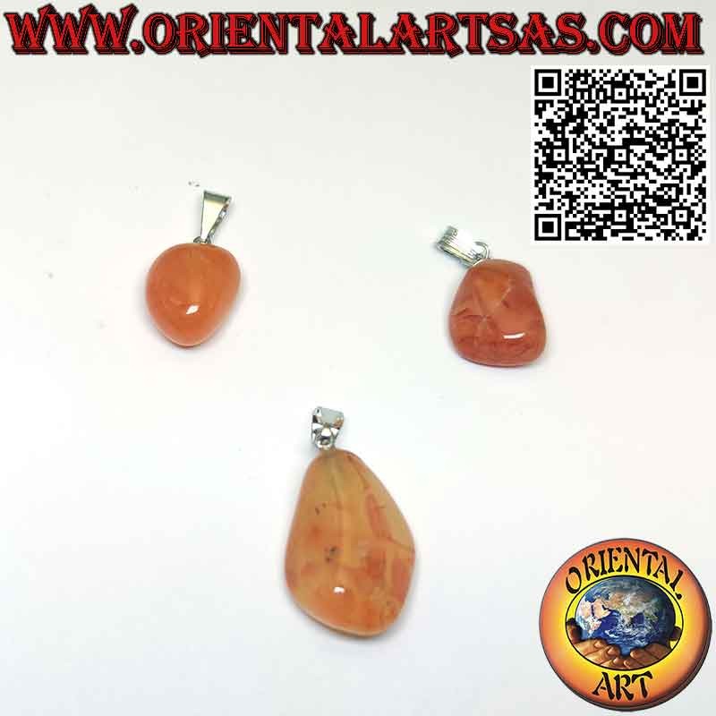 Tumbled carnelian pendant with hypoallergenic metal nail hook