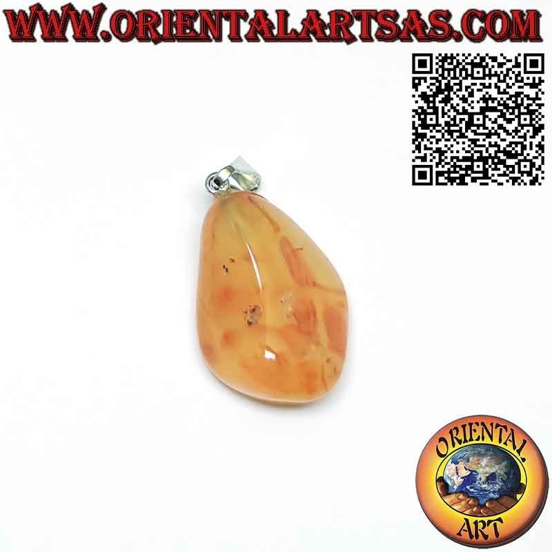 Tumbled Carnelian Pendant, Hypoallergenic Hook | Oriental Art