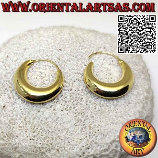 Silver earrings, gold-plated smooth crescent hoops 25 mm (classic)