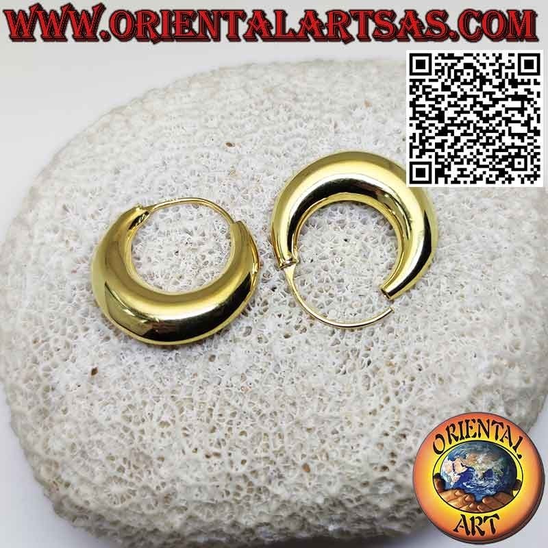Boucles d'oreilles argent, créoles croissant lisse plaqué or 25 mm (classique)