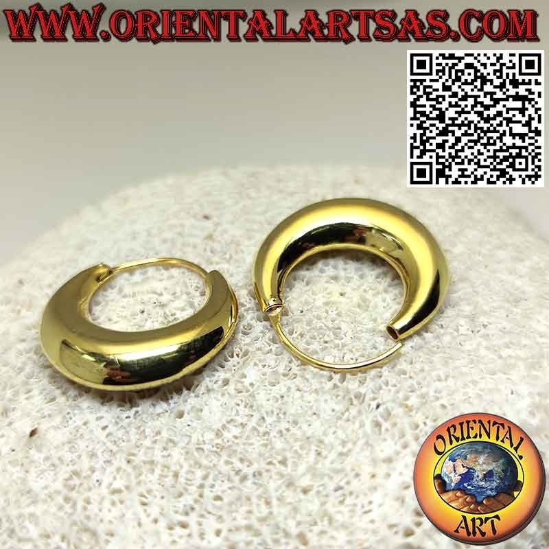 Boucles d'oreilles argent, créoles croissant lisse plaqué or 25 mm (classique)