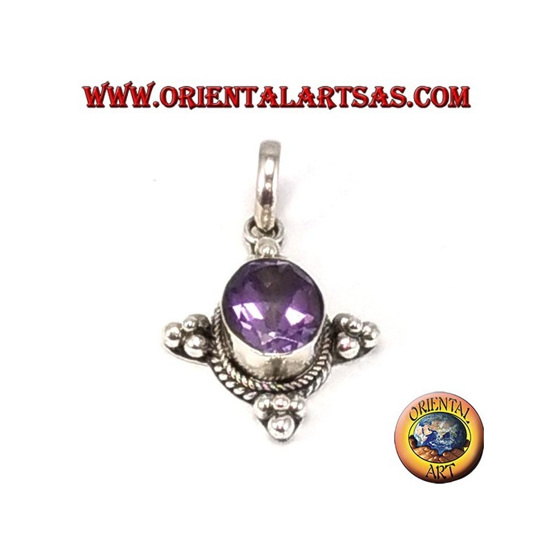 Silber Anhänger mit schönen natürlichen ovalen Amethyst