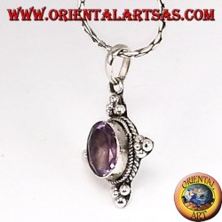 Silber Anhänger mit schönen natürlichen ovalen Amethyst
