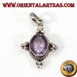 Silver pendant with gorgeous natural oval amethyst