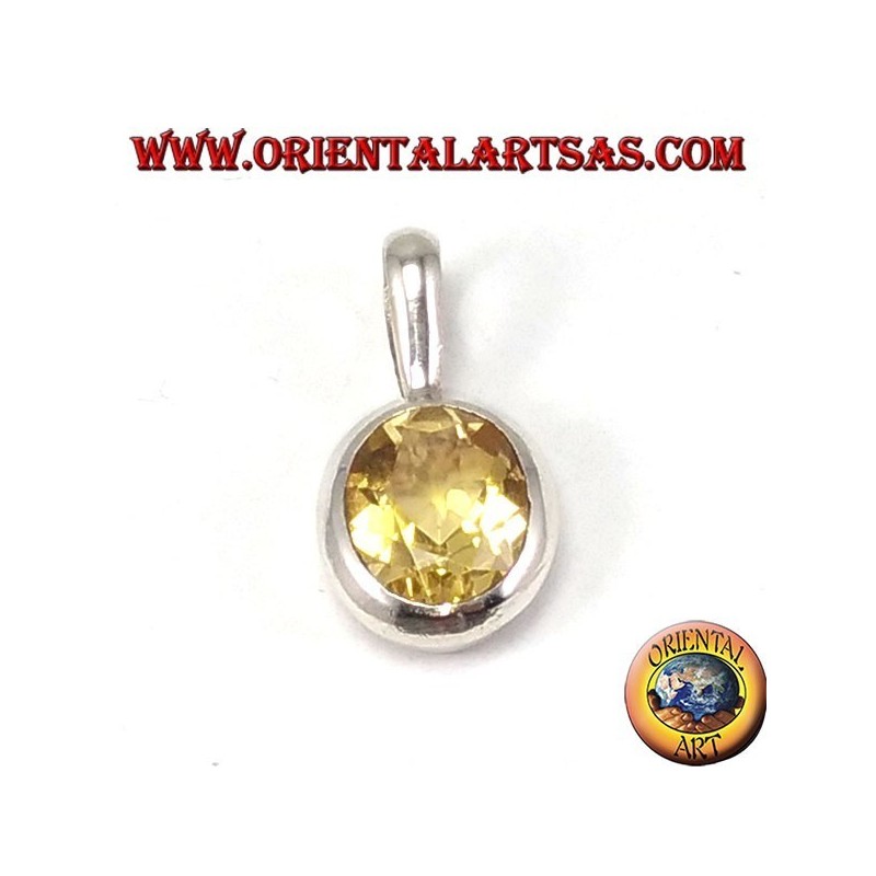 Silber Anhänger mit ovalen natürlichen Topaz eingebettet