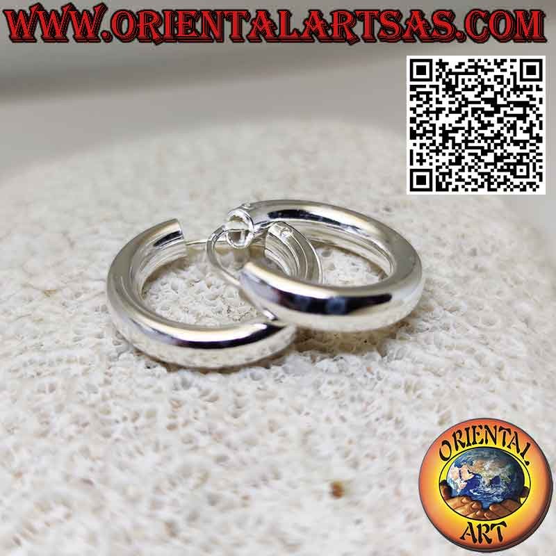 Pendientes de plata, aros sencillos lisos 4 x 20 mm (clásicos)