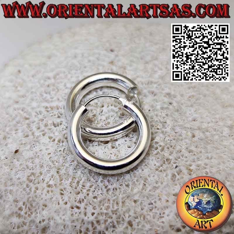 Silberohrringe, einfache glatte Creolen 4 x 20 mm (klassisch)