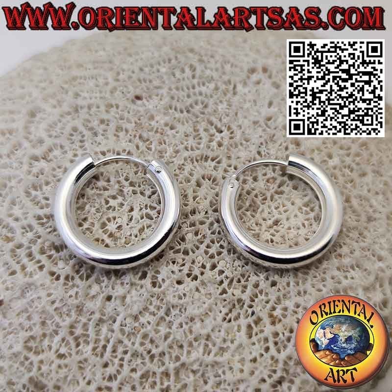 Silberohrringe, einfache glatte Creolen 4 x 20 mm (klassisch)