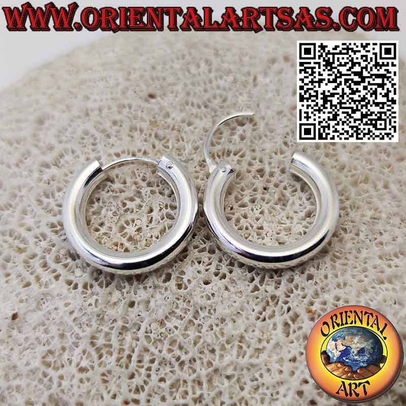 Silver earrings, simple smooth hoops 4 x 20 mm (classical)