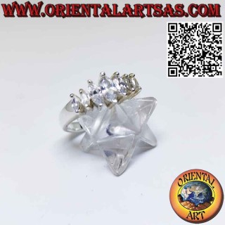 Anello in argento con 7 zirconi a navetta crescenti e decrescenti