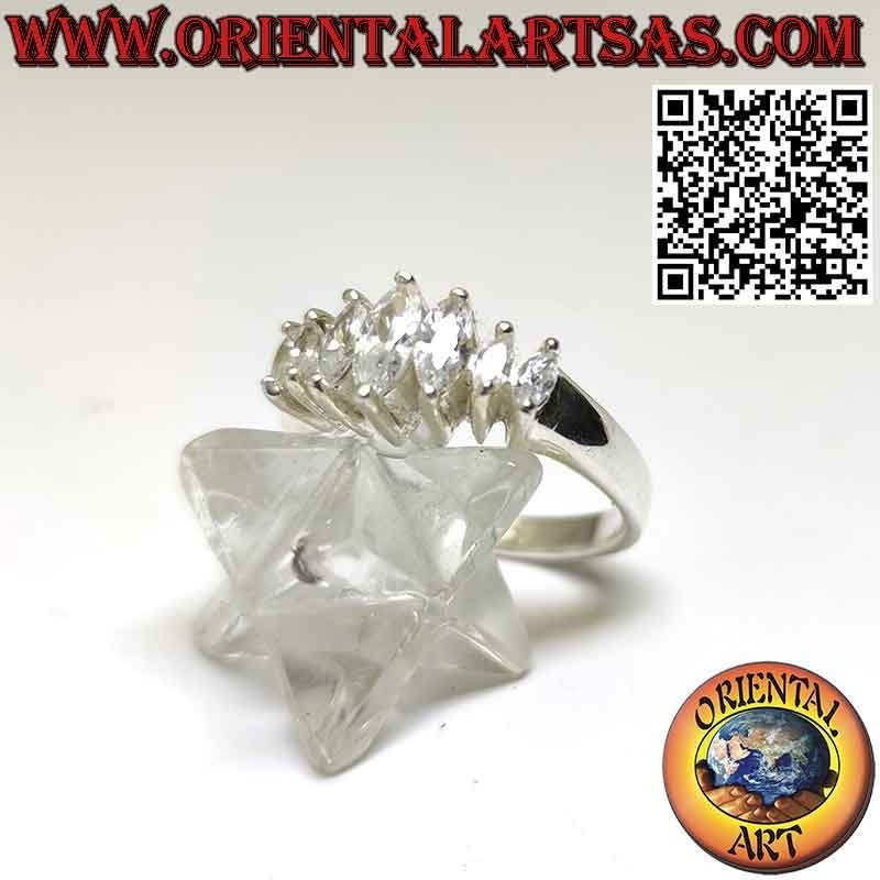 Anello in argento con 7 zirconi a navetta crescenti e decrescenti