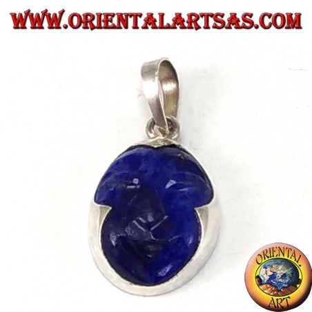 Silver pendant with cammeo in natural lapis lazuli