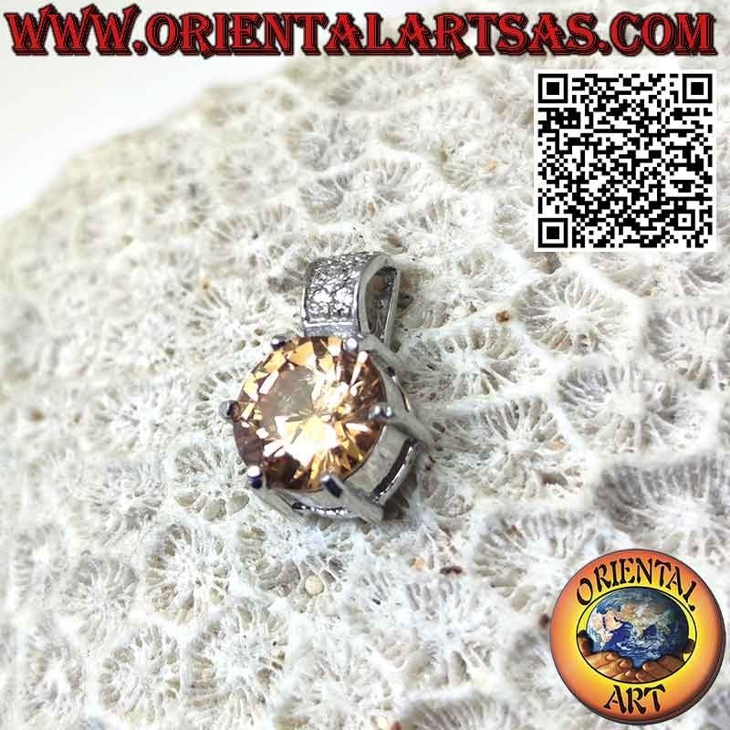 Pendentif en argent avec zircon ovale rose français avec crochet allongé