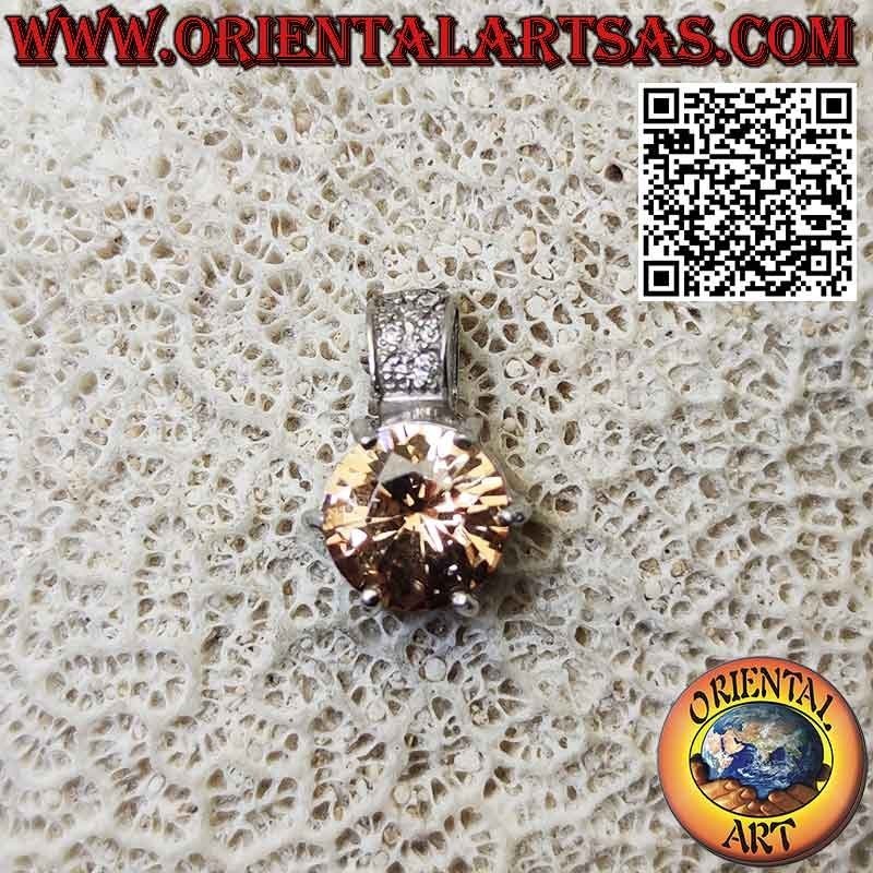 Silberanhänger mit ovalem französischem rosa Zirkon mit länglichem Haken