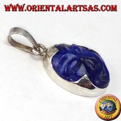Silver pendant with cammeo in natural lapis lazuli