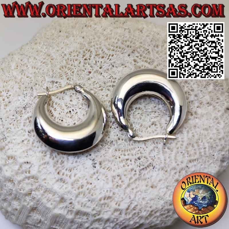 Boucles d'oreilles en argent, créoles croissant lisse 25 mm Ø (levier)