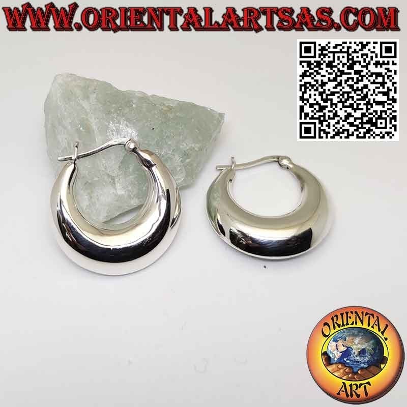 Earrings made of silver, smooth crescent hoop 25 mm Ø (lever)