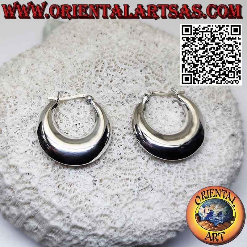 Earrings made of silver, smooth crescent hoop 25 mm Ø (lever)
