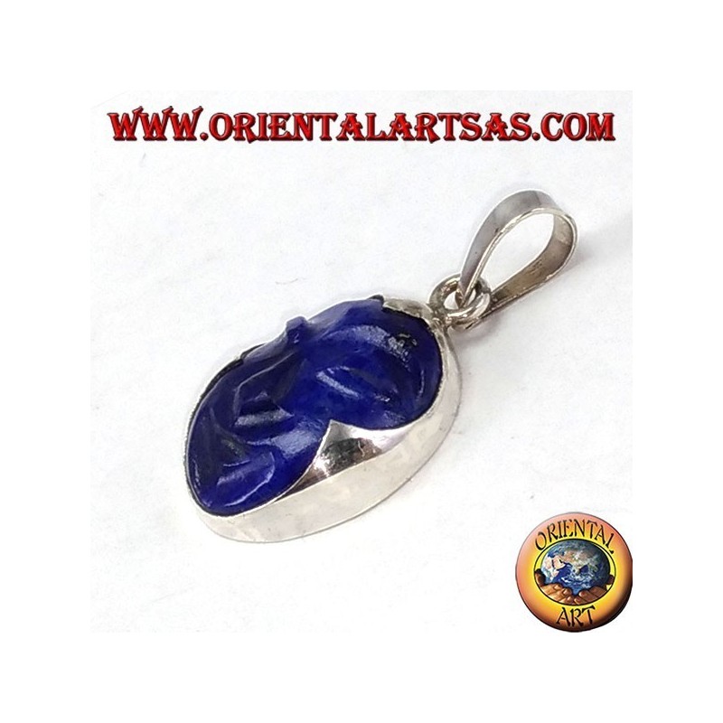 Silver pendant with cammeo in natural lapis lazuli