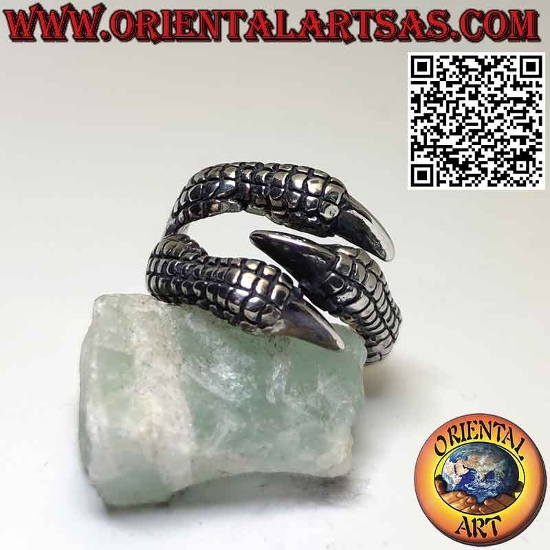 Bague en argent enveloppante en forme de griffe d'aigle rapace