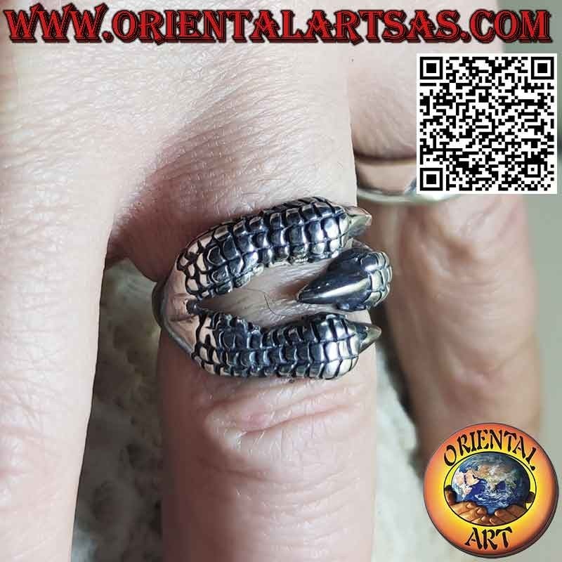 Bague en argent enveloppante en forme de griffe d'aigle rapace