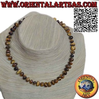 Natural pebbled tiger eye necklace with silver clasp