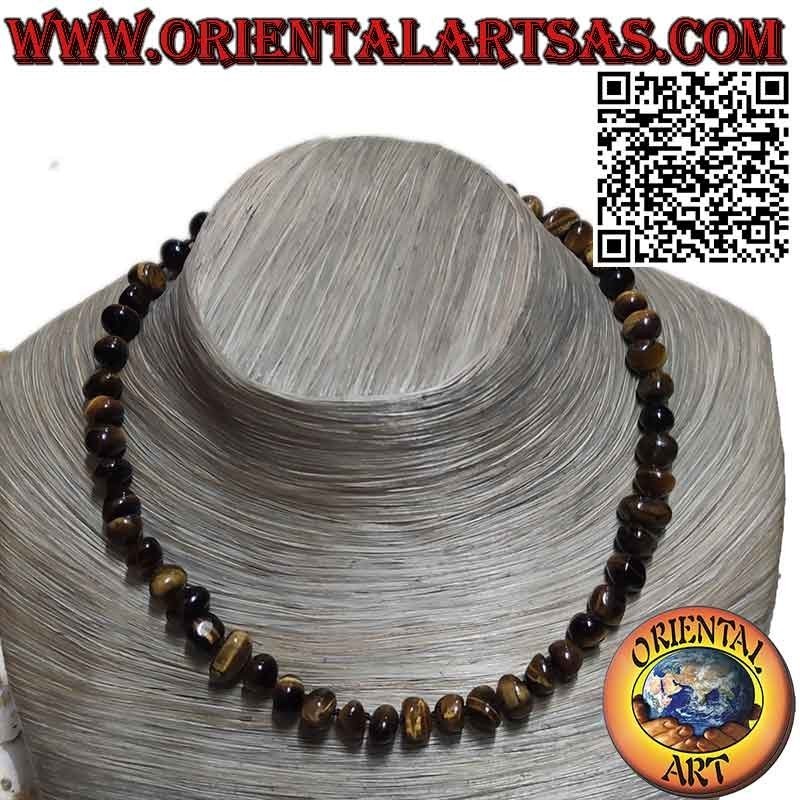 Collar Ojo Tigre Natural Guijarros Plata | Oriental Art
