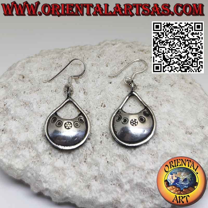 Earrings in 925 ‰ silver Karen pendant handmade ethnic tribal