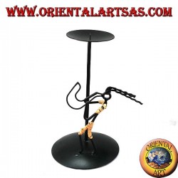 Iron-on candle holder iron saxophone player