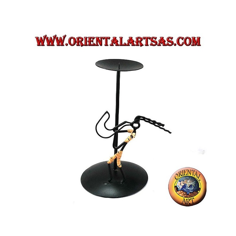 Iron-on candle holder iron saxophone player