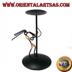 Iron-on candle holder iron saxophone player