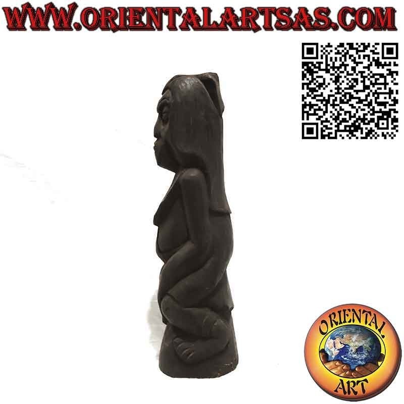 Rara antica scultura in ebano di donna in ebano dell'isola di Sumba