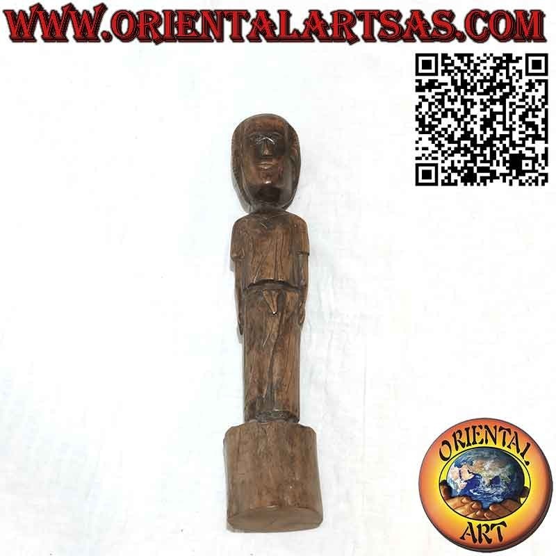 Sculpture en bois fin antique rare d'une dame de Bornéo malaisien