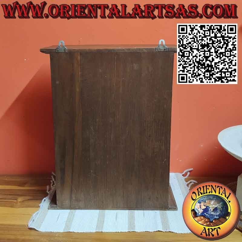 Wandvitrine aus massivem Teakholz handgefertigt, mittelgroß