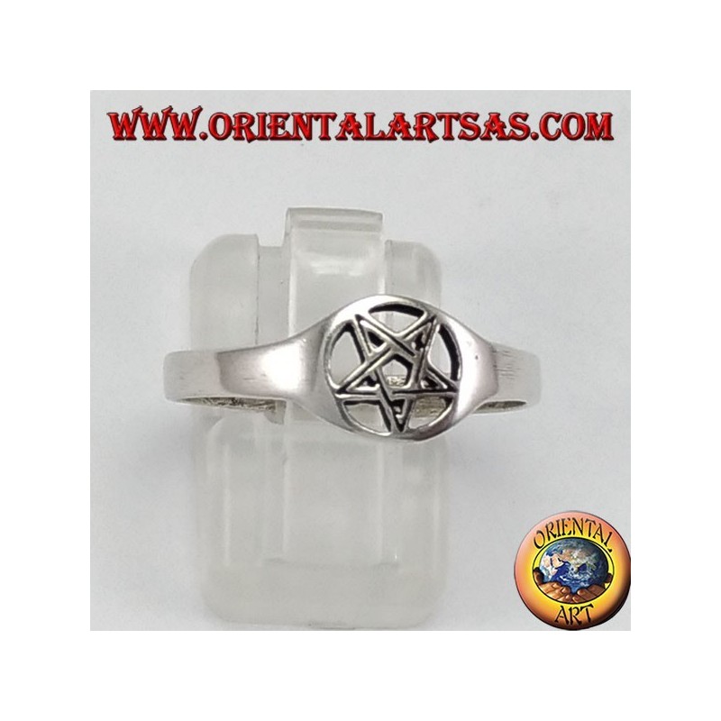 Silver ring, small perforated pentacle