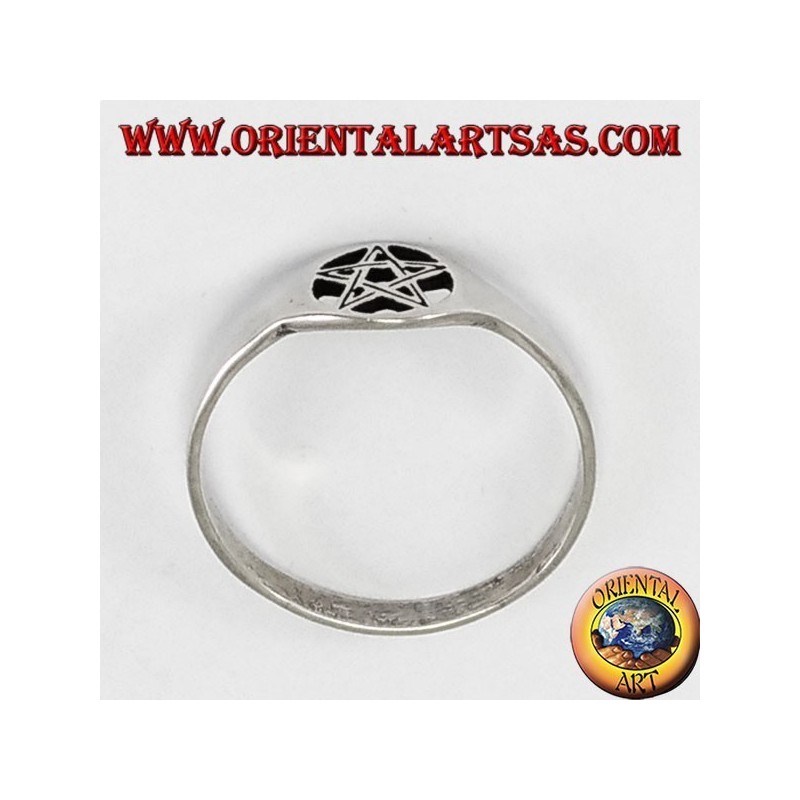 Silver ring, small perforated pentacle