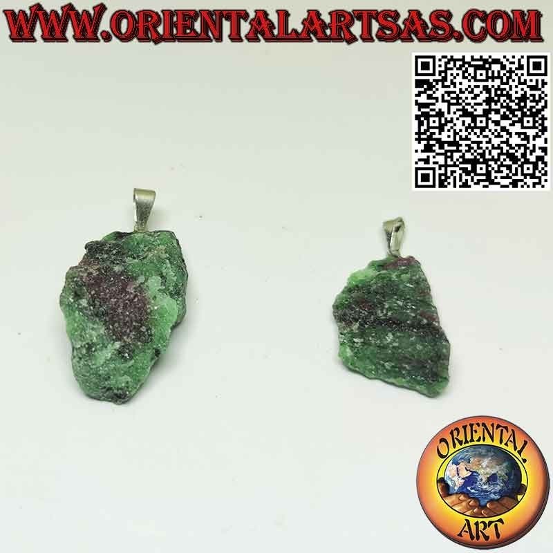 Unique Raw Natural Ruby Zoisite Pendant | Oriental Art